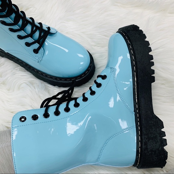 Lt blue patent combat boot - Picture 7 of 8
